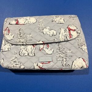 🐻⛷ VERA BRADLEY Brush Cosmetic BEARY MERRY Makeup Accessories Bag GUC